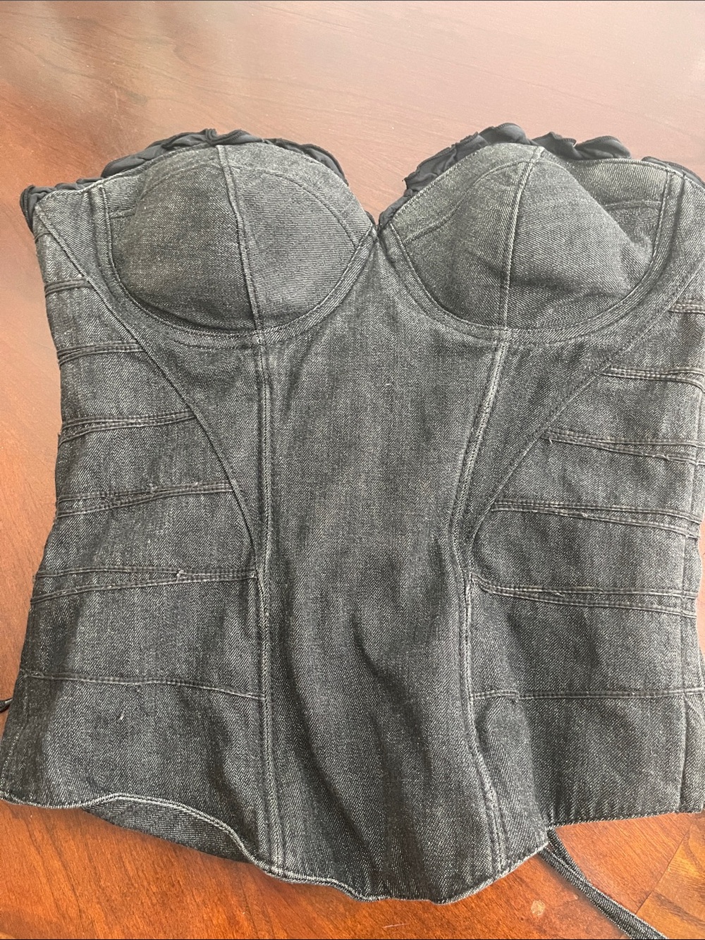Black Denim Strapless Bustier Camisole